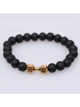 Salty Alpha - Men Black Strength Beaded Gold Bracelet