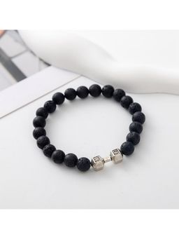 Salty Alpha - Men Black Strength Beaded Silver Bracelet