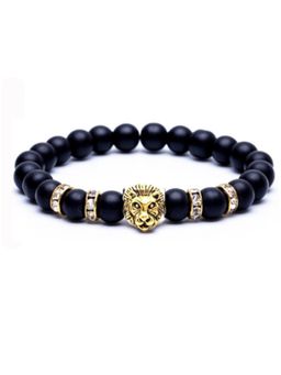 Salty Alpha - Men Lion Black Beaded Stone Bracelet