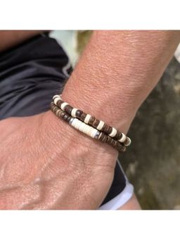 Salty Alpha - Men Brown-White Tide Beaded Sienna Bracelets (Pack of 2)