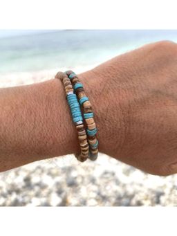 Salty Alpha - Men Brown-Blue Tide Beaded Sienna Bracelets (Pack of 2)