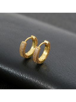 Salty Alpha - Men Sophisticated Gold Stone Hoop Earrings