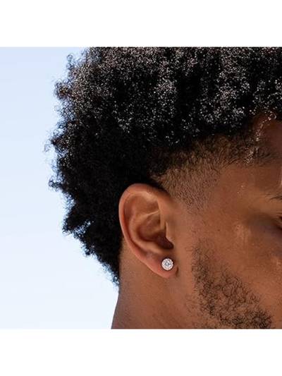 Men Hawk White Solitaire Stud Earrings