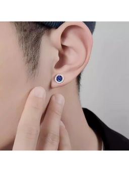 Salty Alpha - Men Celeste Blue Solitaire Stud Earrings