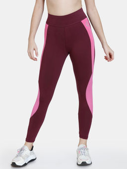Zivame - Zelocity High Rise Cotton Rich Leggings - Grape Wine