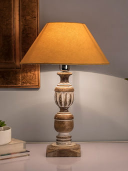 Homesake - White Trophy Carved Table Lamp Golden Cone