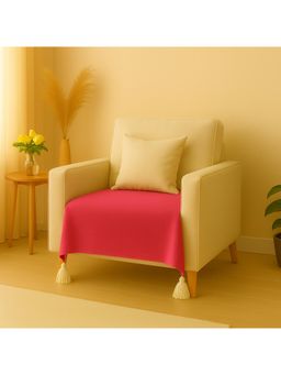 THROW PILLOW - Magenta with White Corner Tassels Sofa Cover