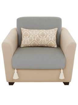 THROW PILLOW - Light Grey with White Corner Tassels Sofa Cover