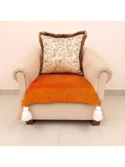 THROW PILLOW - Orange with White Corner Tassels Sofa Cover