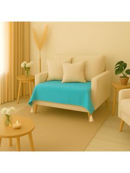 THROW PILLOW - Blue with White Corner Tassels Sofa Cover