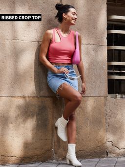 The Souled Store - Solids- Coral Pink Women Tank Tops