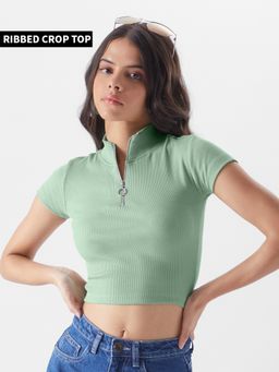 The Souled Store - Solids- Jade Green Women Cropped Tops
