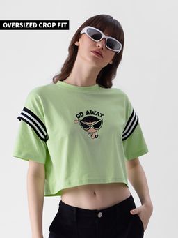 The Souled Store - Powerpuff Girls- Go Away Women Oversized Cropped T-shirts