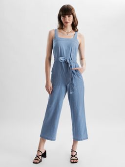 The Souled Store - Solids Denim- Ice Blue Women Jumpsuits