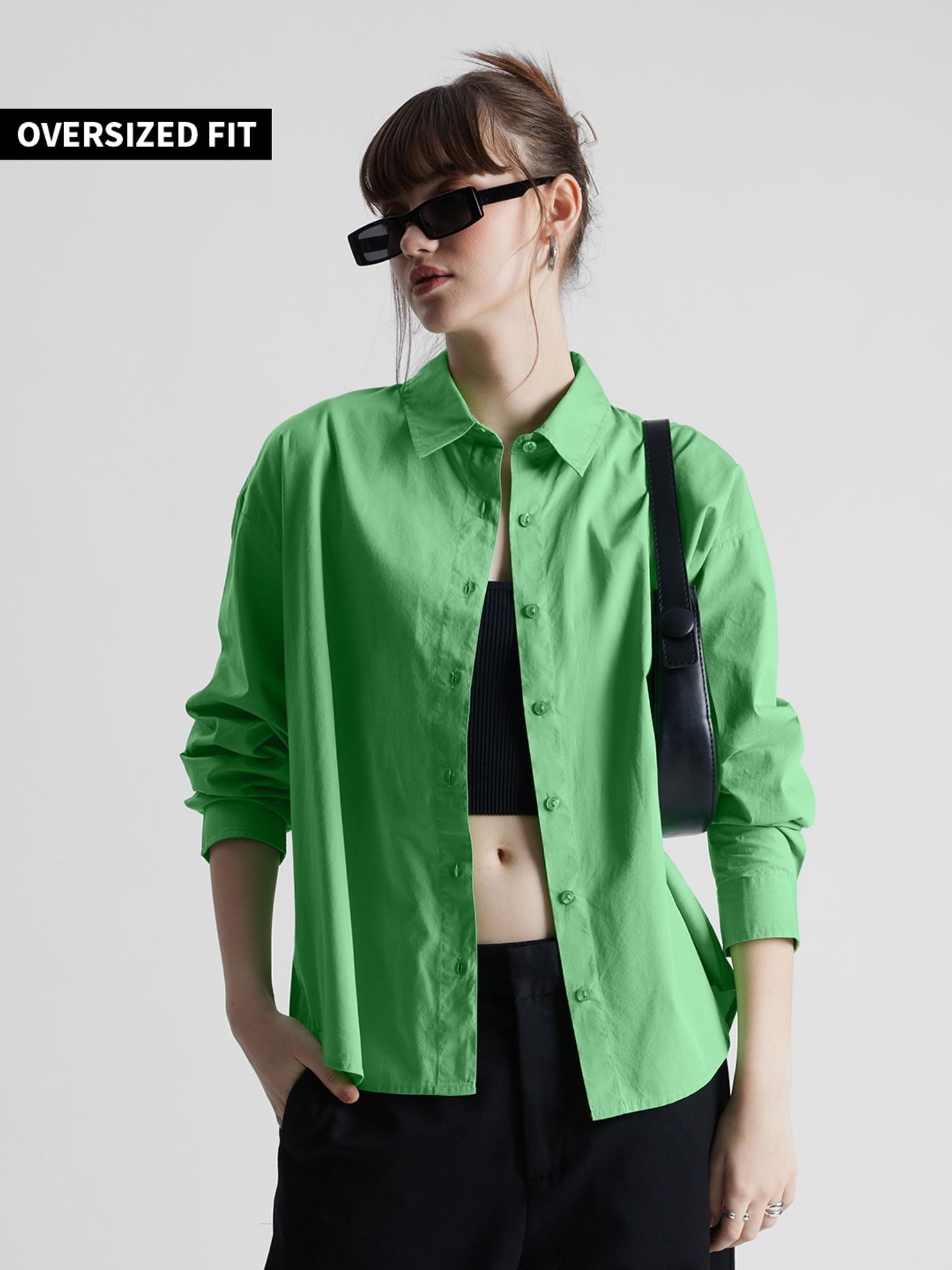 Women Solids- Green Ash Women Boyfriend Shirts