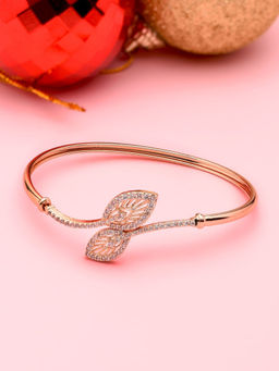 Zaveri Pearls - Rose Gold Dazzling Cubic Zirconia Contemporary Kada Style Bracelet-ZPFK11913