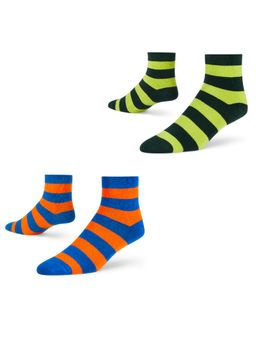 Dynamocks - Men and Women Stripes Ankle Length Socks - Free Size - Pack of 2 Pairs