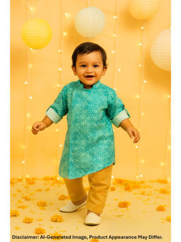 MASTARANG - Boys Blue Geometric Printed Kurta & Pyjama