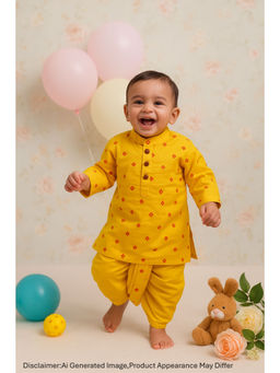 MASTARANG - Boys Yellow Printed Kurta & Dhoti