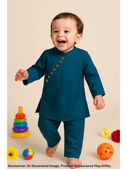 MASTARANG - Boys Teal Blue Solid Kurta & Pyjama