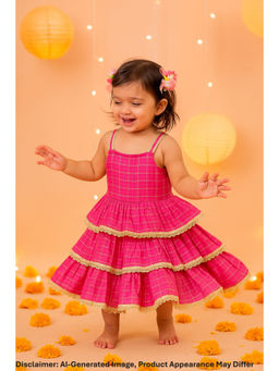 MASTARANG - Girls Embellished Pink Ethnic Dress