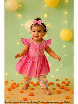 MASTARANG - Girls Pink Embroidered Kurta & Salwar