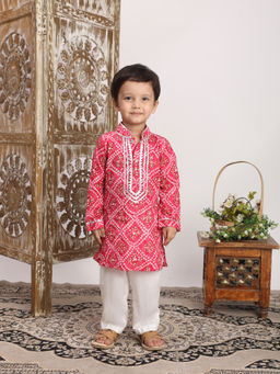 Titrit - Pink Printed Cotton Kurta & Pyjama