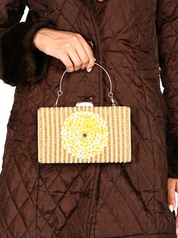 Odette - Gold Embroidered Clutch for Women