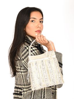 Odette - Grey Embroidered Potli Bag with Tassels for Women