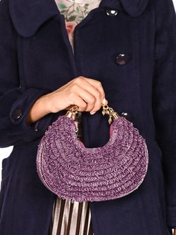 Odette - Purple Tasselled Moon Clutch for Women