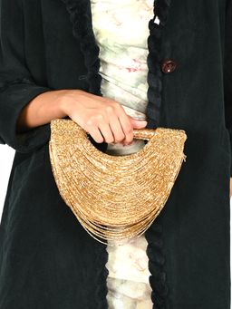 Odette - Gold Tasselled Moon Clutch for Women
