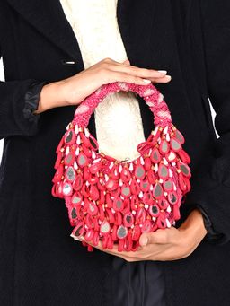 Odette - Magenta Tasselled Moon Clutch for Women