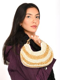 Odette - Gold and Silver Tasselled Moon Clutch for Women