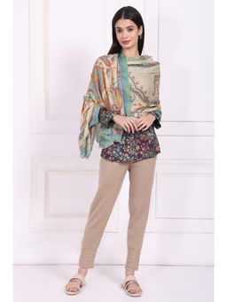 W - For Women Beige Paisley Wool Shawl