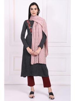 W - For Women Pink Textured Acrylic Shawl