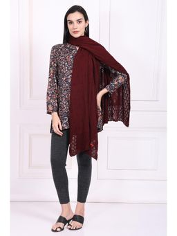 W - For Women Maroon Textured Acrylic Shawl