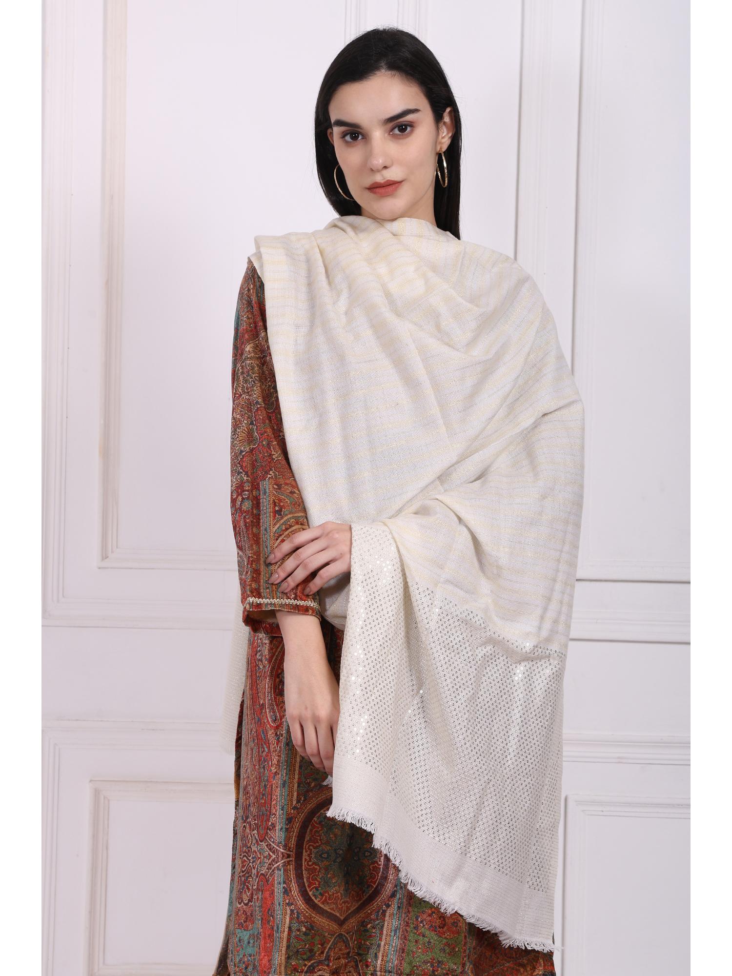 For Women Off-White Stripes Acrylic Shawl-picture-24