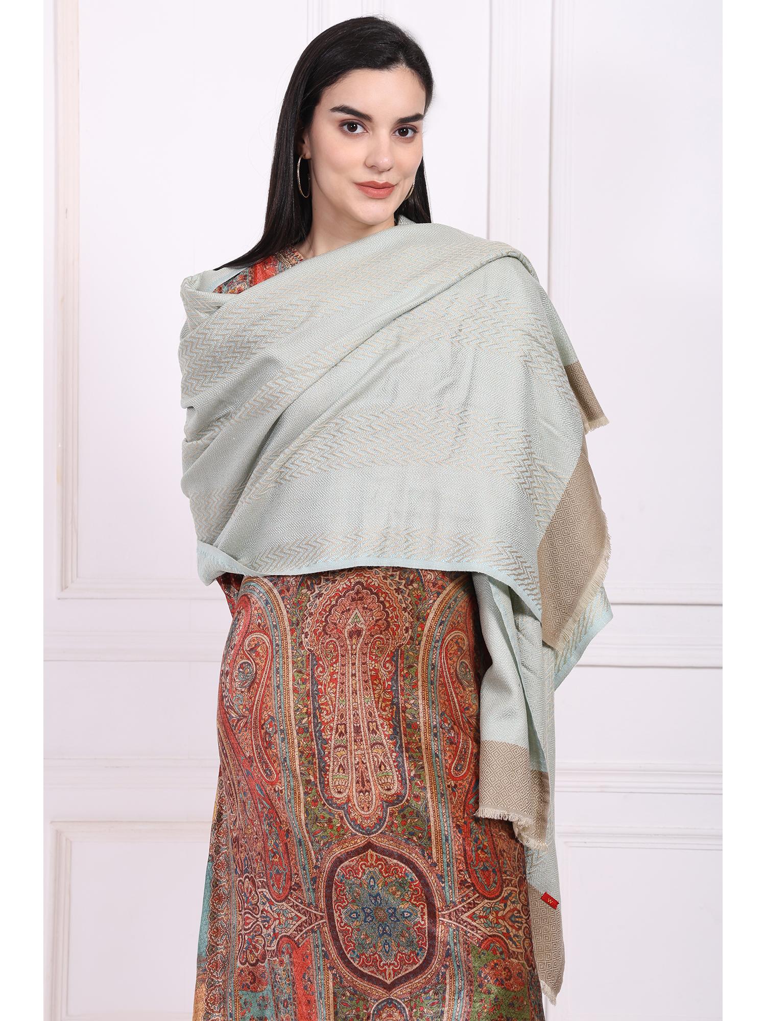 For Women Green Woven Chevron Acrylic Shawl-picture-40