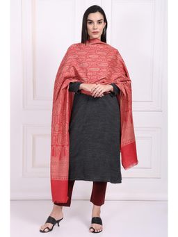 W - For Women Red Paisley Wool Shawl