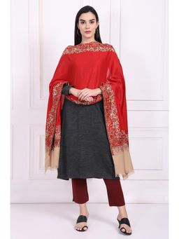 W - For Women Red Ethnic Motifs Shawl