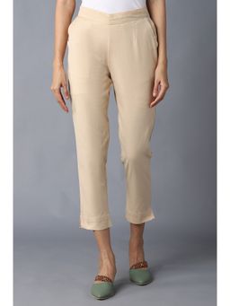 Aurelia - Beige Solid Trousers