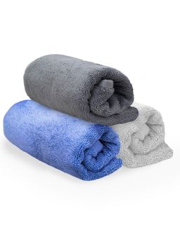 Heelium - Bamboo Hand Towel, Soft, Absorbent & Odour Free, 65x40cm, 3 Pcs, Light Grey, Grey, Iris