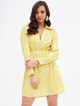 Kibo - Yellow Polyester Dress For Women