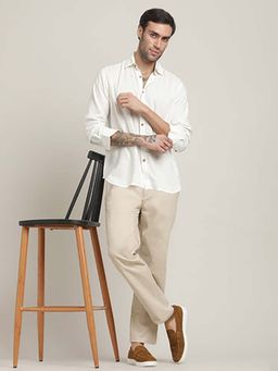 Saltpetre - Off White Relaxed Fit Linen Blend Shirt and Relaxed Fit Cotton Chinos
