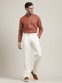 Saltpetre - Rust Regular Fit Button-Down Shirt Cotton Linen and Loose Fit Pant