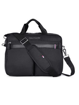 Tommy Hilfiger - SEDALIA Solid Black Messenger Bag with Detachable Strap