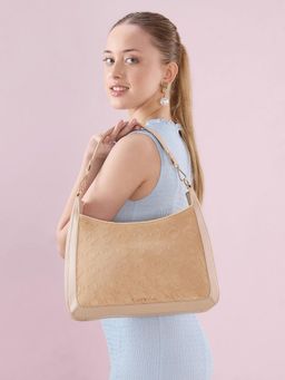 Caprese - Women Katherine Alpine Monogram Velvet Beige Handbag