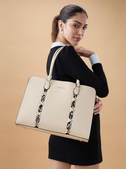 Caprese - Women Chelsea Alpine Oat Laptop Bag with Detachable Strap