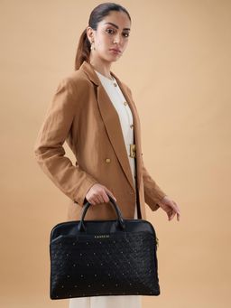 Caprese - Women Rain Black Laptop Bag with Detachable Strap