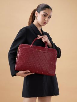 Caprese - Women Rain Cherry Lacquer Laptop Bag with Detachable Strap